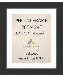 Amanti Art Corvino Black 20 X 24 Matted To 16 X 20 Opening Wall Picture Photo Frame