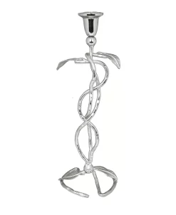 Classic Touch Nickel Leaf Designed 12.5 Tall Candlestick