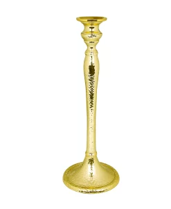 Classic Touch 12.25 Hammered Gold Candlestick