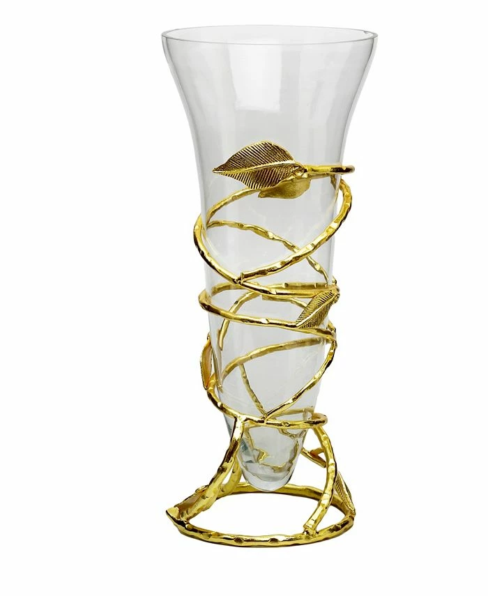 Classic Touch Glass Vase With Removable Gold Leaf Base 1 Classic Touch Glass Vase With Removable Gold Leaf Base