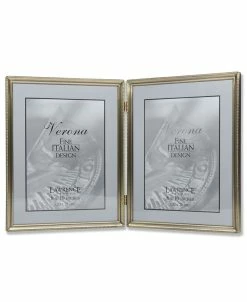 Lawrence Frames Antique Brass Hinged Double Picture Frame - Bead Border Design - 8 X 10