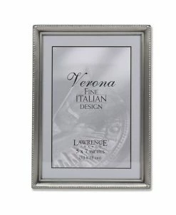 Lawrence Frames Antique Pewter Picture Frame - Bead Border Design - 5 X 7