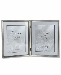 Lawrence Frames Antique Pewter Hinged Double Picture Frame - Bead Border Design - 8 X 10