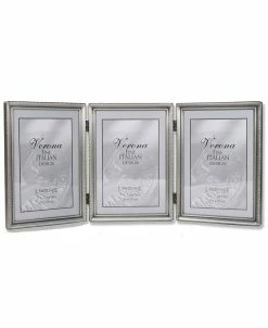 Lawrence Frames Antique Pewter Hinged Triple Picture Frame - Bead Border Design - 5 X 7