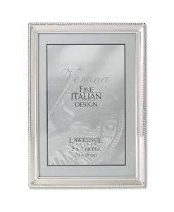 Lawrence Frames Polished Silver Plate Picture Frame - Bead Border Design - 5 X 7