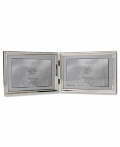 Lawrence Frames Polished Silver Plate Hinged Double Horizontal - Bead Border Design - 5 X 7
