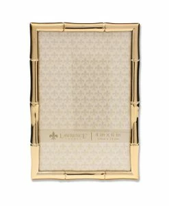 Lawrence Frames Gold Metal Picture Frame With Bamboo Design - 4 X 6