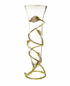 Classic Touch Glass Vase With Leaf Design