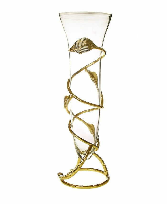 Classic Touch Glass Vase With Leaf Design 1 Classic Touch Glass Vase With Leaf Design