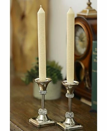 Classic Touch Single Stainless Steel Candle Holder With Crystal Diamond Design 3 Classic Touch Single Stainless Steel Candle Holder With Crystal Diamond Design - Image 3