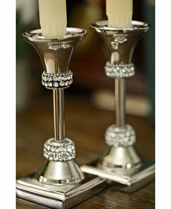 Classic Touch Single Stainless Steel Candle Holder With Crystal Diamond Design 6 Classic Touch Single Stainless Steel Candle Holder With Crystal Diamond Design - Image 6