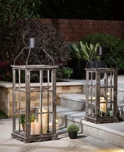 Glitzhome Set Of 2 Oversized Wood And Metal Lantern -Kate Spade Shop 14377468 fpx