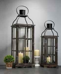 Glitzhome Set Of 2 Oversized Wood And Metal Lantern -Kate Spade Shop 14377470 fpx
