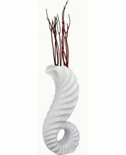 Uniquewise Tall Floor Vase For Home Decor, White Horn Floor Vase, 32-Inch-High Unique Decorative Vase Flower Holder, A Great Addition To Your Home Interior Decoration