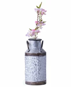 Vintiquewise Rustic Farmhouse Style Galvanized Metal Milk Can Decoration Planter And Vase, Small
