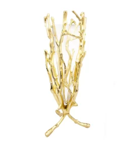 Classic Touch 19 Gold Floral Vase With Removable Glass Insert