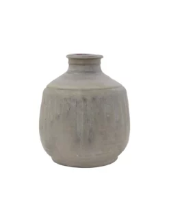 Bloomingville Grey Terracotta Vase With Distressed Blue Design