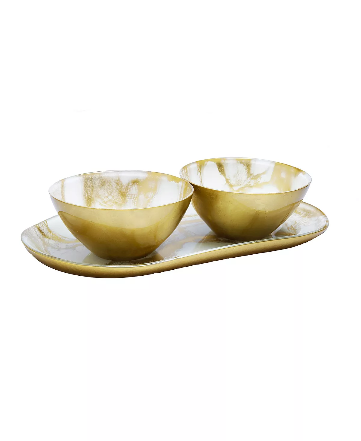 Classic Touch Marbleized 2 Bowl Relish Dish 1 Classic Touch Marbleized 2 Bowl Relish Dish