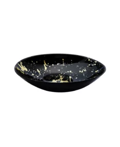 Classic Touch 12.5 Oval Shaped Bowl With Splashy Gold Tone Design