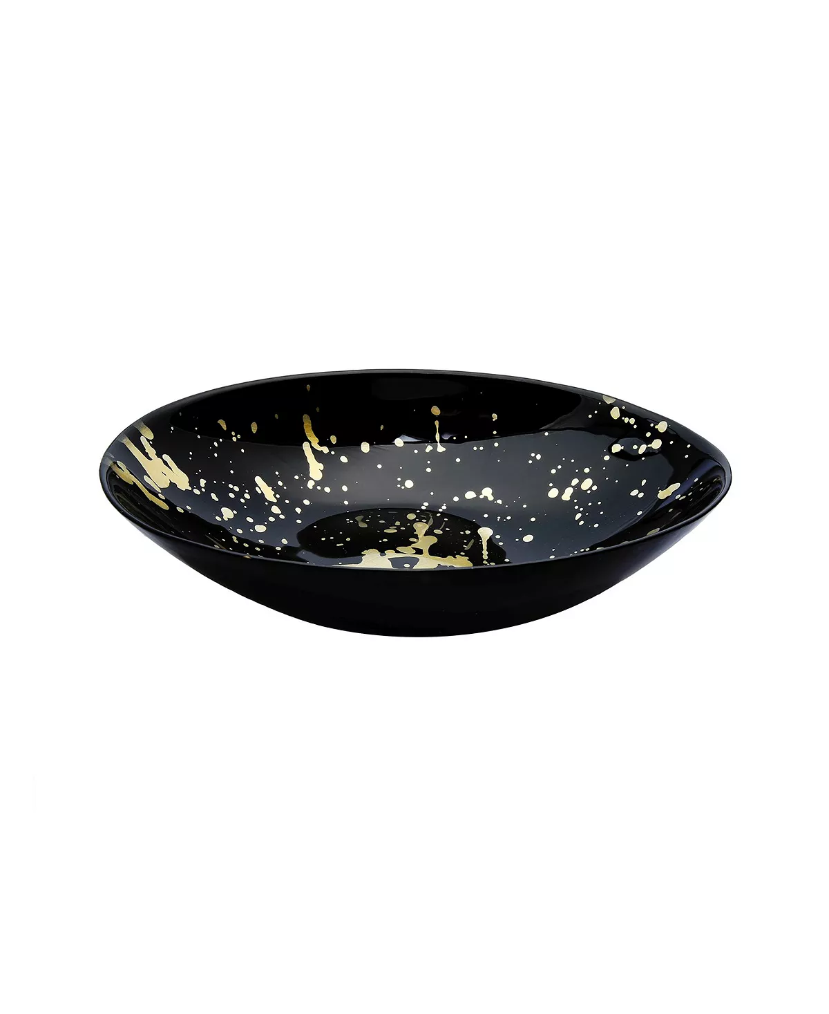 Classic Touch 12.5 Oval Shaped Bowl With Splashy Gold Tone Design 1 Classic Touch 12.5 Oval Shaped Bowl With Splashy Gold Tone Design