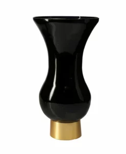 Classic Touch S-Shaped Glass Vase With Gold Tone Base