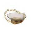 Classic Touch Enterpiece Bowl With Gold Tone Twig Design