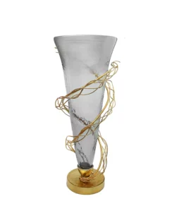 Classic Touch 17 Vase With Gold Tone Twig Design
