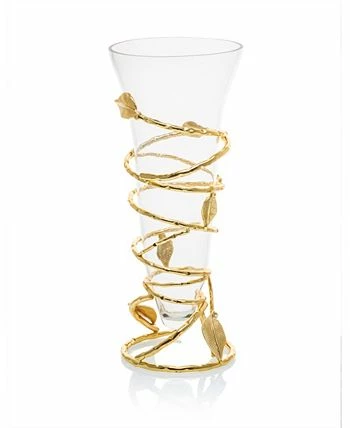 Classic Touch Glass Vase With Removable Gold Leaf Base 3 Classic Touch Glass Vase With Removable Gold Leaf Base - Image 3