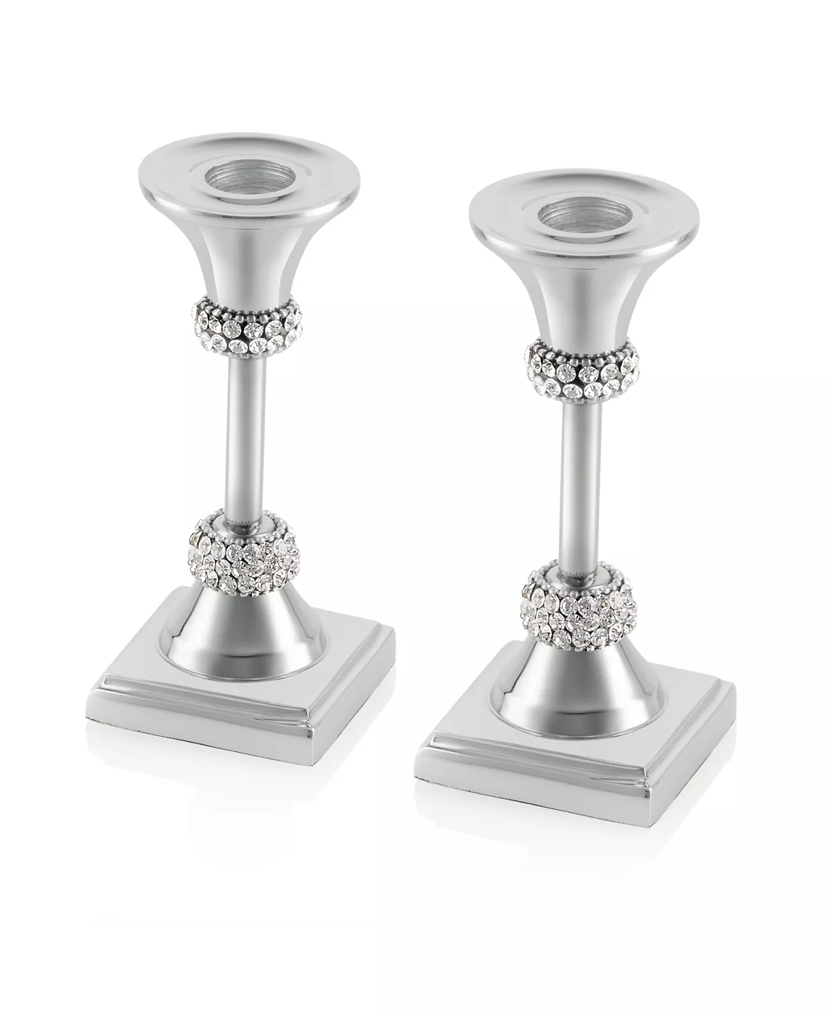 Classic Touch Single Stainless Steel Candle Holder With Crystal Diamond Design 7 Classic Touch Single Stainless Steel Candle Holder With Crystal Diamond Design - Image 7