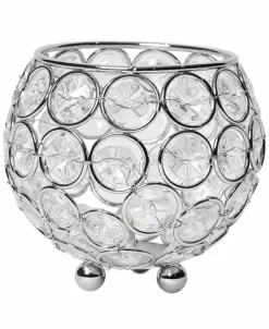 Elegant Designs Pse Crystal Circular Bowl Candle Holder, Flower Vase, Wedding Centerpiece