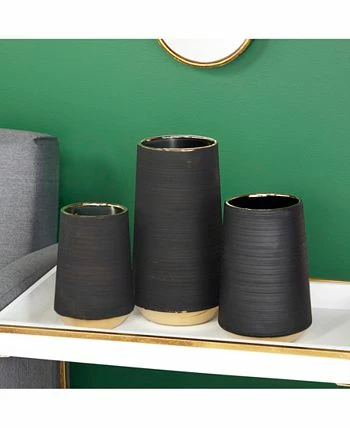 CosmoLiving By Cosmopolitan Black Porcelain Glam Vase, 5 X 8 5 CosmoLiving By Cosmopolitan Black Porcelain Glam Vase, 5 X 8 - Image 5