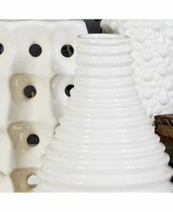 CosmoLiving By Cosmopolitan Set Of 3 White Stoneware Modern Vase, 5 X 8 -Kate Spade Shop 18032480 fpx