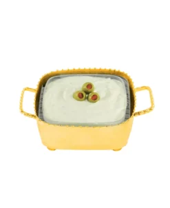 Classic Touch Small Square Beaded Candy, Dip Bowl And Spoon