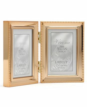 Lawrence Frames Polished Metal Hinged Double Picture Frame - Bead Border Design, 2.5 X 3.5 2 Lawrence Frames Polished Metal Hinged Double Picture Frame - Bead Border Design, 2.5 X 3.5 - Image 2