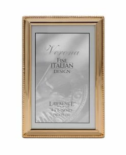 Lawrence Frames Polished Metal Picture Frame - Bead Border Design, 4 X 6