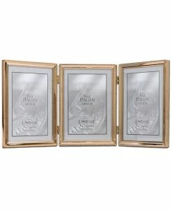 Lawrence Frames Polished Metal Hinged Triple Picture Frame - Bead Border Design, 5 X 7