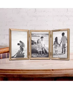 Lawrence Frames Polished Metal Hinged Triple Picture Frame - Bead Border Design, 5 X 7 -Kate Spade Shop 18243029 fpx