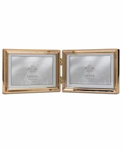 Lawrence Frames Polished Metal Hinged Double Picture Frame - Bead Border Design, 6 X 4