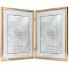 Lawrence Frames Polished Metal Hinged Double Picture Frame - Bead Border Design, 8 X 10