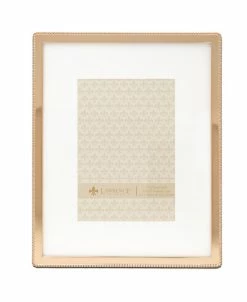 Lawrence Frames High Quality Polished Cast Metal Picture Frame - Beaded Design With Mat, 8 X 10