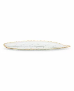 Classic Touch Glass Leaf Dish With Edge