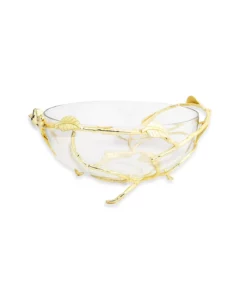 Classic Touch 11D Glass Bowl With Gold Twig Base