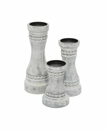 Rosemary Lane Wood Natural Candle Holder, Set Of 3 2 Rosemary Lane Wood Natural Candle Holder, Set Of 3 - Image 2