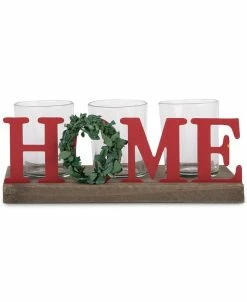 Home Essentials OME 3-Votive Candle Holder With Wreath