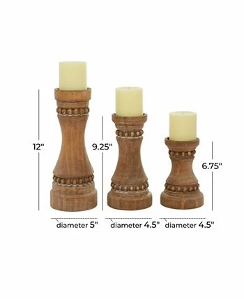 Rosemary Lane Wood Natural Candle Holder, Set Of 3 6 Rosemary Lane Wood Natural Candle Holder, Set Of 3 - Image 6