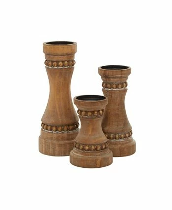 Rosemary Lane Wood Natural Candle Holder, Set Of 3 7 Rosemary Lane Wood Natural Candle Holder, Set Of 3 - Image 7