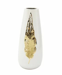 Vivience Tall Leaf Design Vase, 16 H