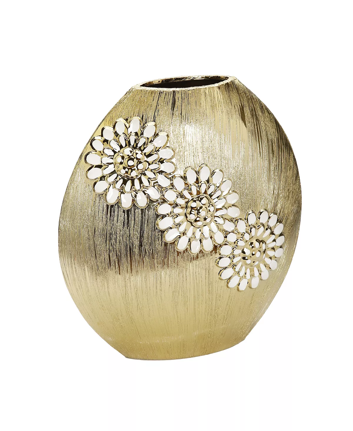 Vivience Round Matte Vase With Textured Flower Design 1 Vivience Round Matte Vase With Textured Flower Design