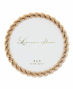 Lawrence Frames Round Metal Picture Frame With Rope Design, 4 X 4
