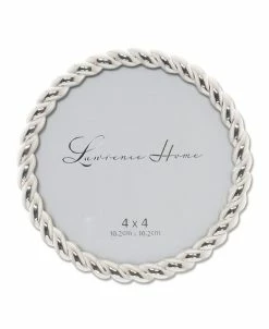 Lawrence Frames Round Metal Picture Frame With Rope Design, 4 X 4